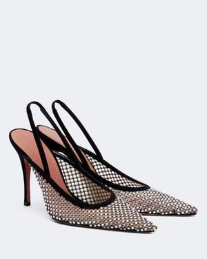 AMINA MUADDI Felicia Embellished Mesh Slingback Court Shoes - Black