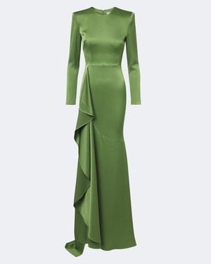Alex Perry Draped Crepe Satin Gown - Green