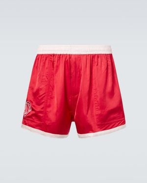 Bode Heart Deco Embroidered Satin Shorts