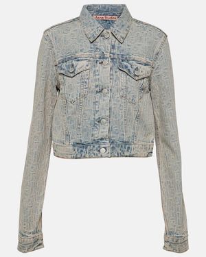 Acne Studios Cropped Jacquard Denim Jacket - Blue
