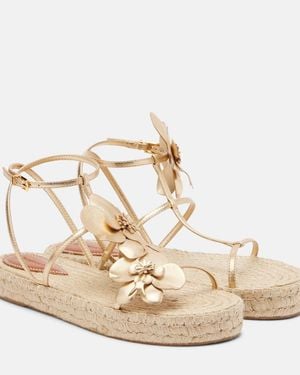 Zimmermann Sandalias De Piel Con Aplique Floral - Metálico