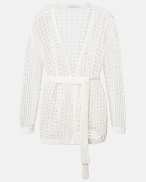 Max Mara Gelo Open-Knit Cotton Wrap Cardigan - White