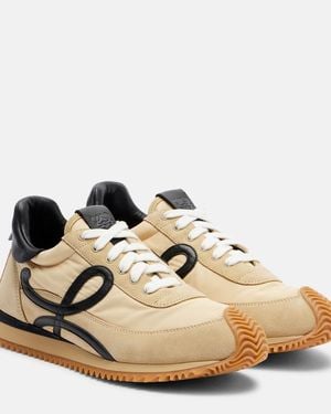 Loewe Flow Runner 2.0 Suede-Trimmed Trainers - Natural