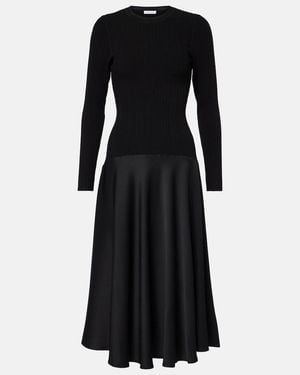 Veronica Beard Vaughn Satin-Trimmed Midi Dress - Black
