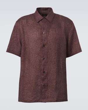 Brioni Bedrucktes Hemd Aus Leinen - Braun