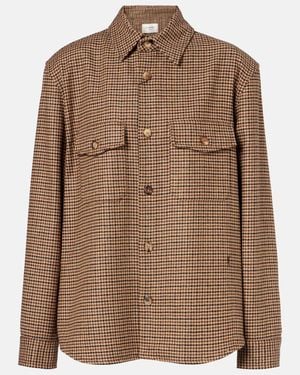 Saint Laurent Puppytooth Wool Blend Overshirt - Multicolour