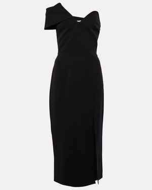 Safiyaa Asymmetric Crepe Midi Dress - Black