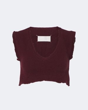 Maison Margiela Chaleco Cropped De Punto De Lana Virgen - Morado