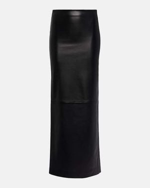 Monot Low-Rise Leather Maxi Skirt - Black