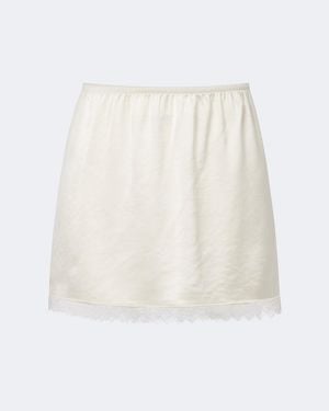 Leset Barb Lace-Trimmed Satin Miniskirt - White