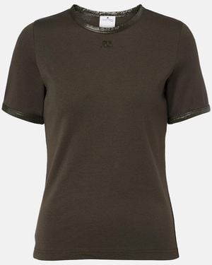 Courreges Logo Cotton-Blend T-Shirt - Green