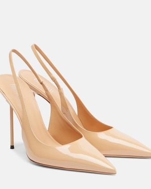 Paris Texas Lidia 105 Patent Leather Slingback Court Shoes - Natural