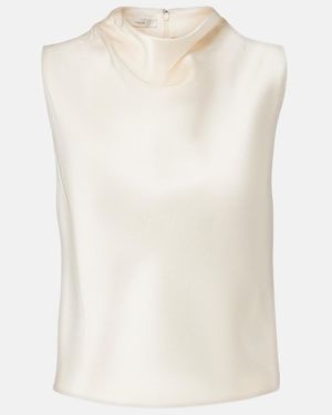 Vince Cropped Satin Top - White