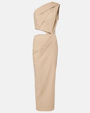 Max Mara Cutout Cotton-Blend Twill Maxi Dress - Natural