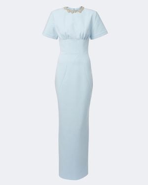 Rachel Gilbert Dovetta Embellished Crepe Corset Gown - Blue