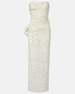 Magda Butrym Floral-Applique Polka-Dot Maxi Dress - White