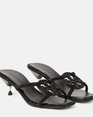 Tory Burch Geo Bombe Miller Suede Sandals - Black