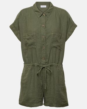 Velvet Clare Linen Romper - Green
