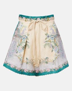 Zimmermann Indra Printed Linen Shorts - Blue