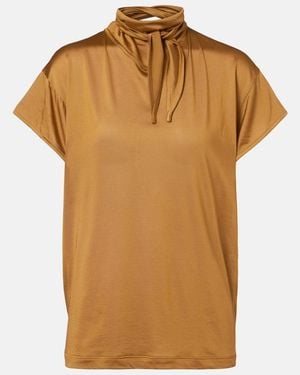 Lemaire Scarf-Detail Jersey Top - Brown