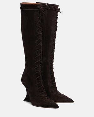 Paris Texas Nina 105 Suede Knee-High Boots - Black