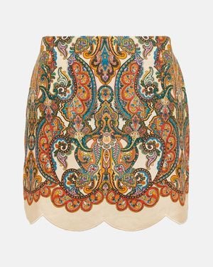 Zimmermann Paisley Print Linen Mini Skirt - Brown