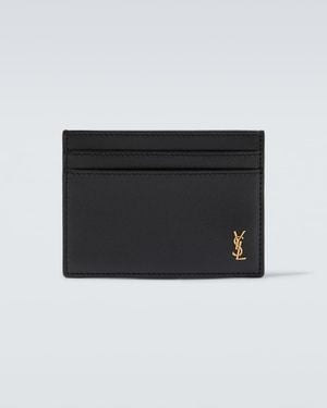 Saint Laurent Cassandre Leather Card Case - Black