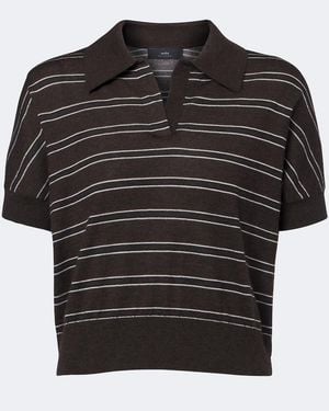 arch4 Darya Striped Cashmere Polo Shirt - Black