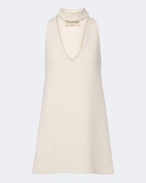 Valentino Vestido Corto De Seda Cady Couture - Neutro
