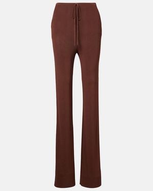 AYA MUSE Ribbed-Knit Flared Pants - Brown