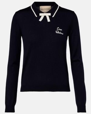 Valentino Polopullover Chez Aus Schurwolle - Blau