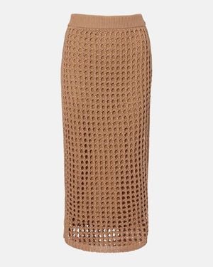 Max Mara Geode Open-Knit Cotton Midi Skirt - Brown