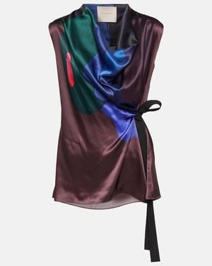 ROKSANDA Printed Self-Tie Silk Top - Multicolour