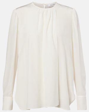 Max Mara Carol Draped Silk Blouse - White