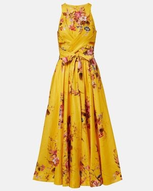 Zimmermann Patience Floral Cutout Linen Midi Dress - Yellow