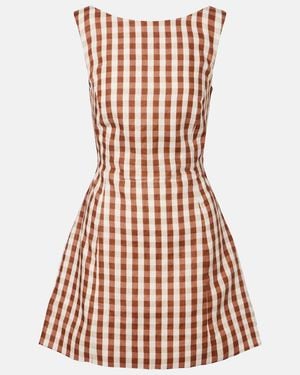 Faithfull the Brand Sofia Gingham Linen Minidress - Brown
