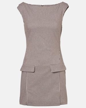 STAUD Walker Checked Minidress - Brown
