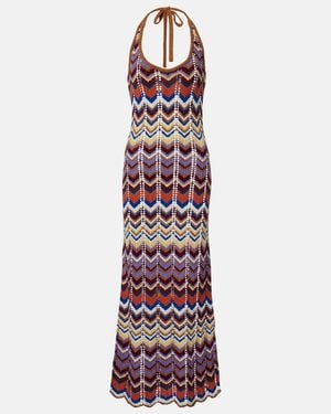 Faithfull the Brand Elisa Chevron Crochet Cotton-Blend Maxi Dress - Purple