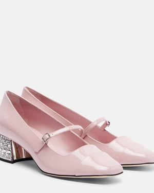 Jimmy Choo Elisa 45 Embellished Patent Leather Court Shoes - Pink