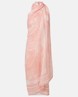 Balmain Printed Silk Beach Cover-Up - Pink
