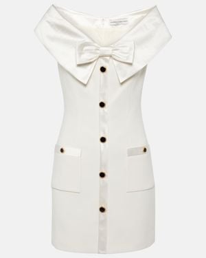 Alessandra Rich Bow-Detail Satin-Trimmed Cady Minidress - White