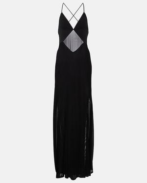 STAUD Fleur Mesh-detailed Knit Maxi Dress - Black