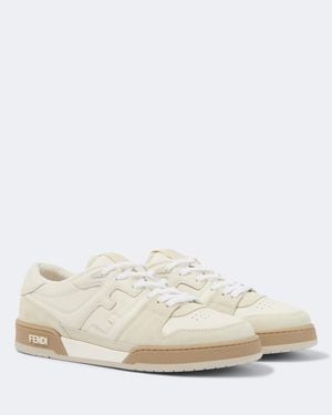 Fendi Match Leather And Suede Sneakers - White