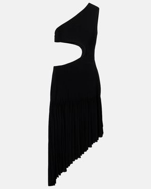 Alaïa One-Shoulder Cutout Midi Dress - Black
