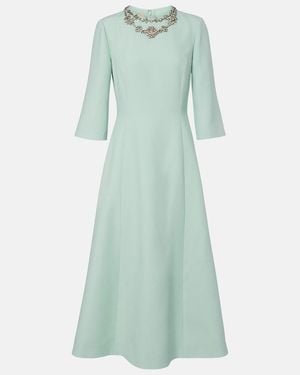 Valentino Crepe Couture Embellished Midi Dress - Green