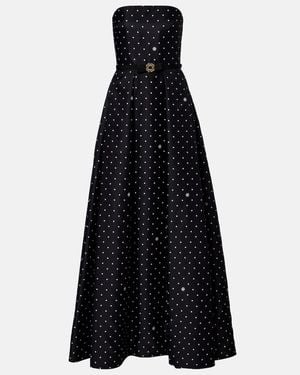 Elie Saab Belted Polka-Dot Gown - Black