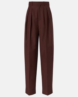 Saint Laurent Wool And Mohair Wide-Leg Trousers - Purple