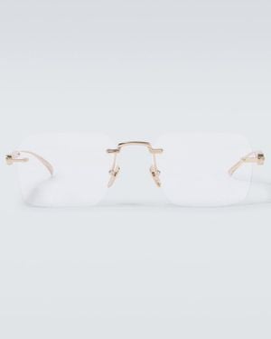 Gucci Runde Brille Aus Bambus - Weiß