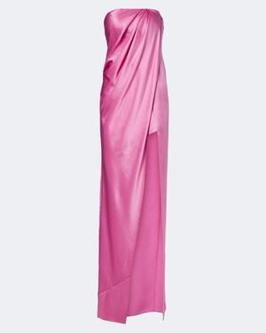 The Sei Draped Strapless Silk Satin Gown - Pink