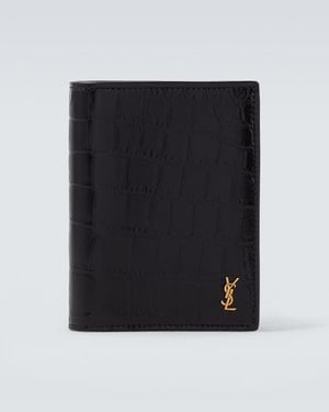 Saint Laurent Cassandre Leather Card Holder - Black